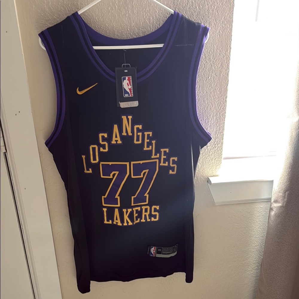 Nike Los Angeles Lakers Black and Purple #77 Basketball Jersey